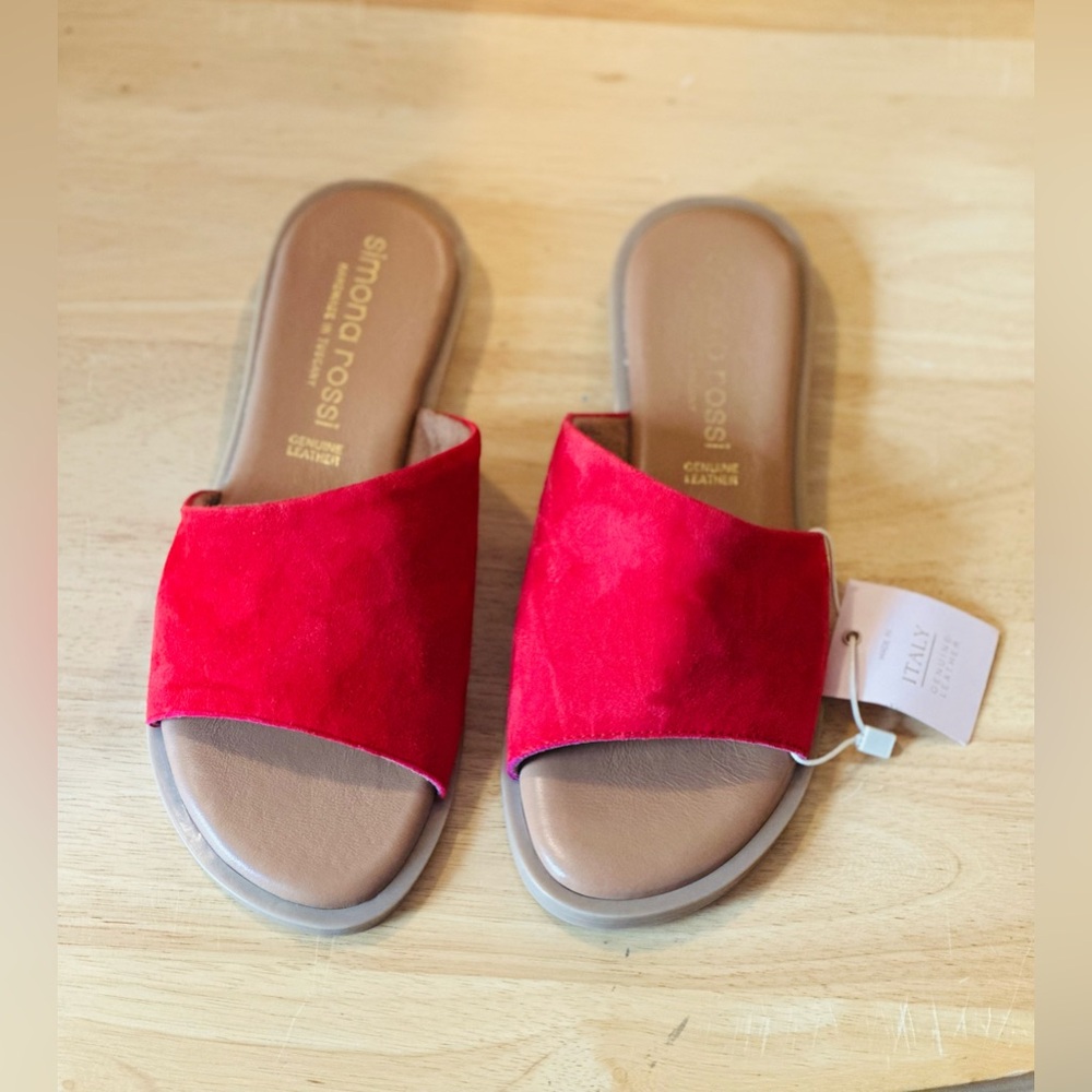 🆕❤️ 🇮🇹Simona Rossi Genuine Leather red slippers